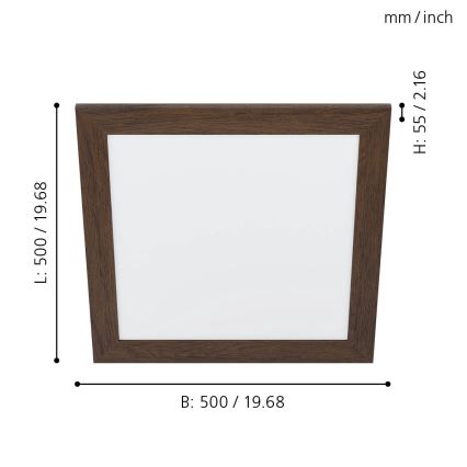 Eglo 99474 - LED-loftlampe PIGLIONASSO, 20W, 230V, 500 x 500 mm