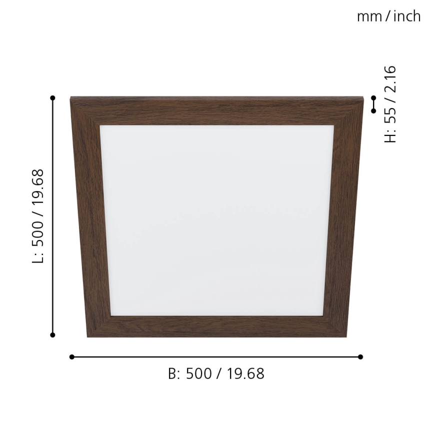 Eglo 99474 - LED-loftlampe PIGLIONASSO, 20W, 230V, 500 x 500 mm