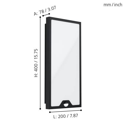 Eglo - Udendørs LED væglampe med sensor LED/16W/230V IP44