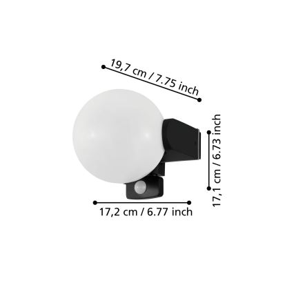 Eglo 99573 - Udendørs væglampe med sensor RUBIO 1xE27/15W/230V IP44