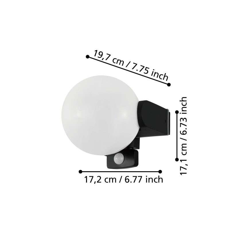 Eglo 99573 - Udendørs væglampe med sensor RUBIO 1xE27/15W/230V IP44