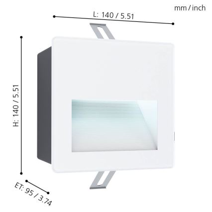 Eglo - Udendørs LED indbygningslampe LED/3,7W/230V IP65 hvid