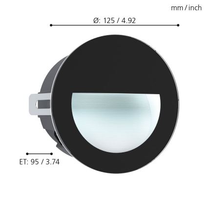 Eglo - Udendørs LED indbygningslampe LED/2,5W/230V IP65 sort