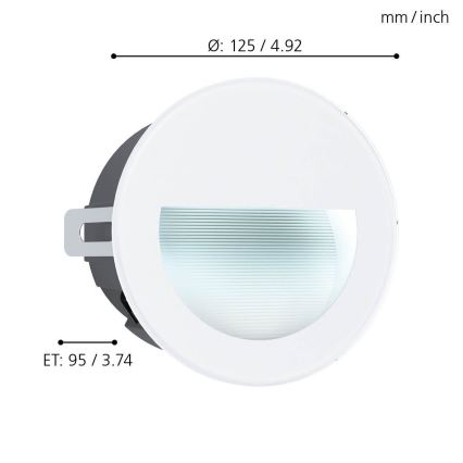 Eglo - Udendørs LED indbygningslampe LED/2,5W/230V IP65 hvid