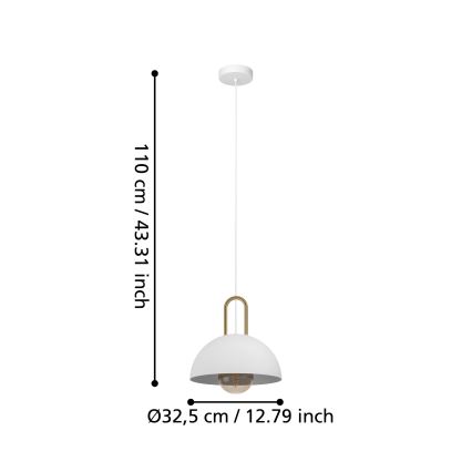 Eglo - Pendel 1xE27/40W/230V hvid