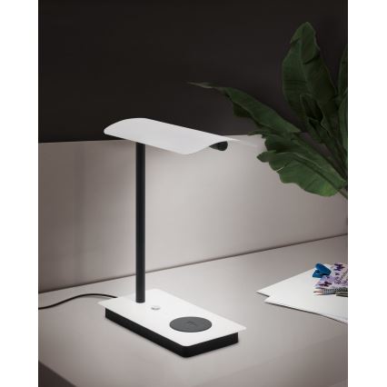 Eglo - LED bordlampe m. touch-funktion + trådløs opladning dæmpbar LED/5,8W/230V hvid