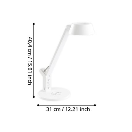 Eglo - LED bordlampe m. touch-funktion og trådløs opladning dæmpbar LED/4,8W/230V hvid