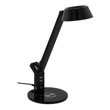 Eglo 99832 - Dæmpbar LED-bordlampe med berøringsstyring og trådløs opladning BANDERALO LED/4,8W/230V sort