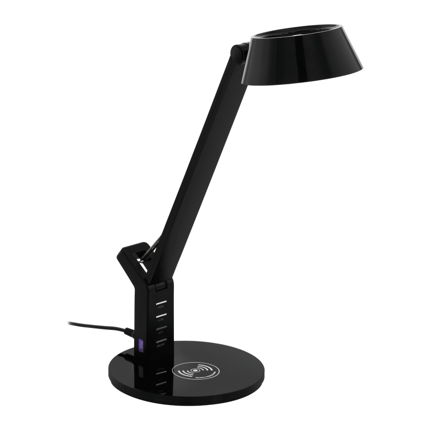 Eglo 99832 - Dæmpbar LED-bordlampe med berøringsstyring og trådløs opladning BANDERALO LED/4,8W/230V sort