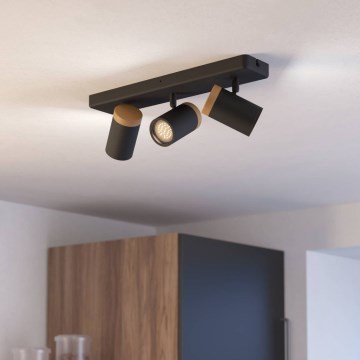 Eglo - Badeværelses-spot 3 x GU10 / 3 W / 230 V, IP44, sort/beige