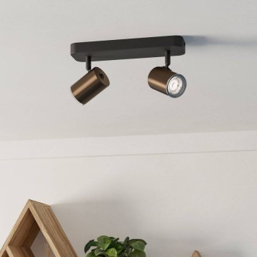 Eglo - Badeværelsesspot 2xGU10/5W/230V IP44 sort/brun