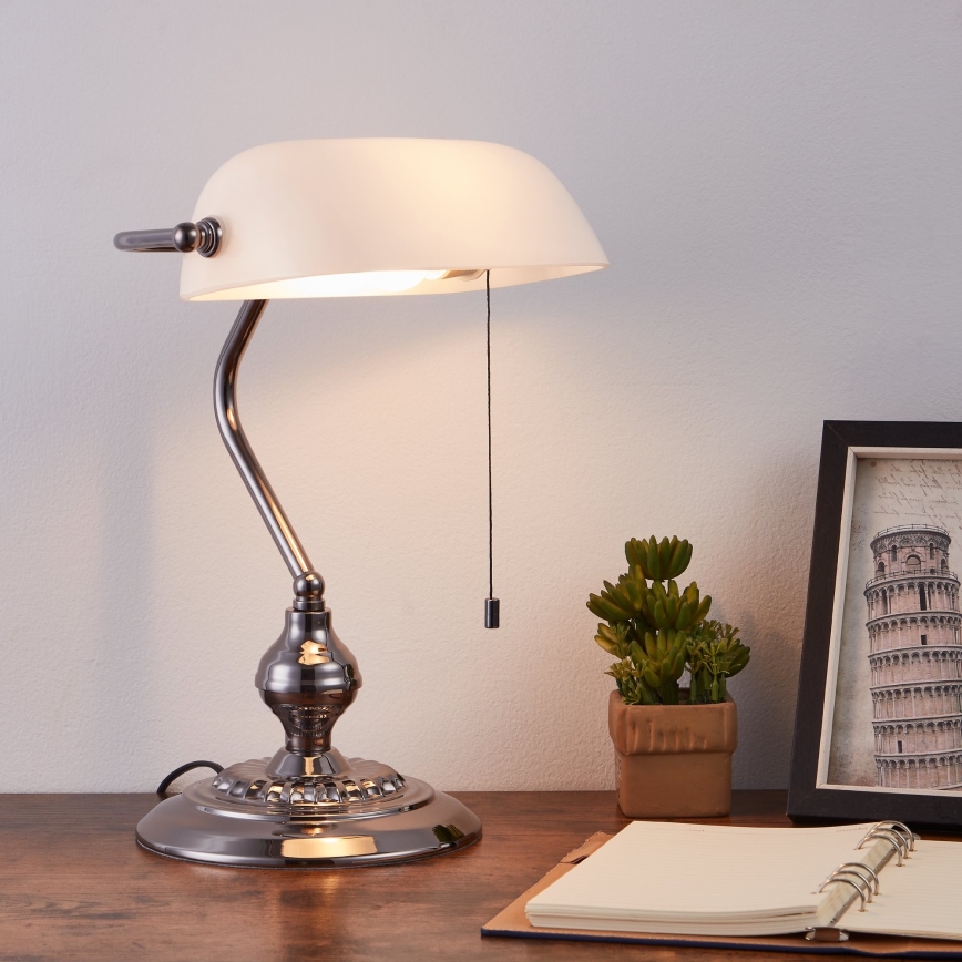 Eglo - Bordlampe 1xE27/60W/230V hvid/skinnende krom