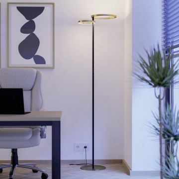 Eglo - Dæmpbar LED-gulvlampe LED/16W/230V + LED/12W guld/sort