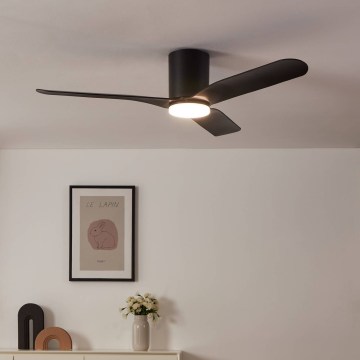 Eglo - Dæmpbar LED-loftventilator LED/17W/230V 3000/4000/5000K Ø 132 cm sort + fjernbetjening