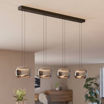 Eglo - Dæmpbar LED-pendel med wireophæng 4xLED/5,8W/230V sort/røgfarvet