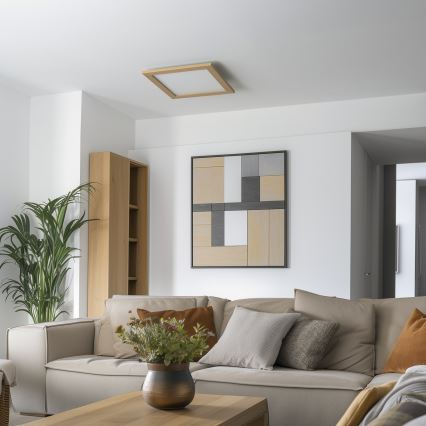Eglo - LED RGB dæmpbart påbygningspanel SALOBRENA-C WOOD LED/40W/230V 2700-6500K 49,5x49,5 cm brun + fjernbetjening