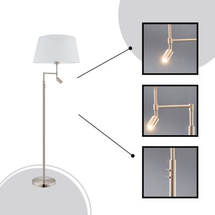 Eglo/Edi Belysning - LED gulvlampe SANTANDER 1xE27/11W/230V + LED/2,3W mat krom