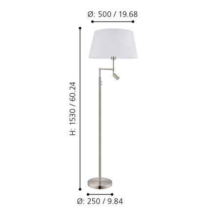 Eglo/Edi Belysning - LED gulvlampe SANTANDER 1xE27/11W/230V + LED/2,3W mat krom