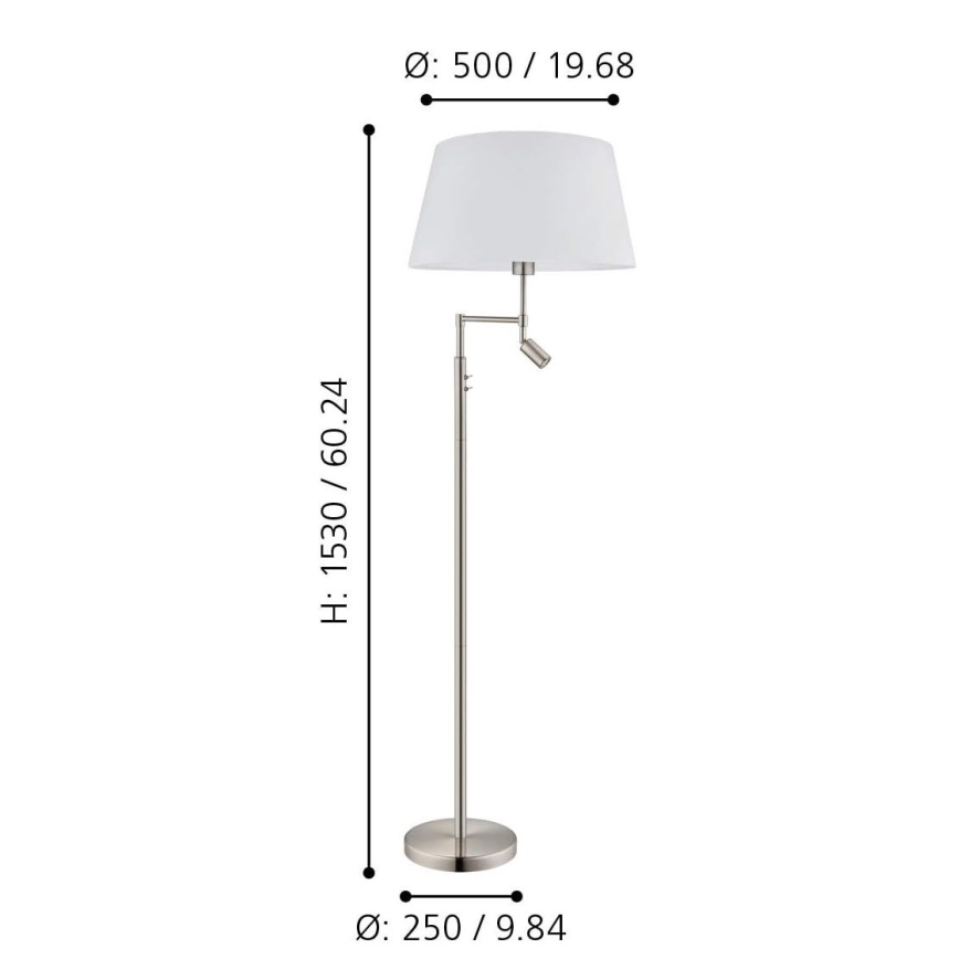 Eglo/Edi Belysning - LED gulvlampe SANTANDER 1xE27/11W/230V + LED/2,3W mat krom