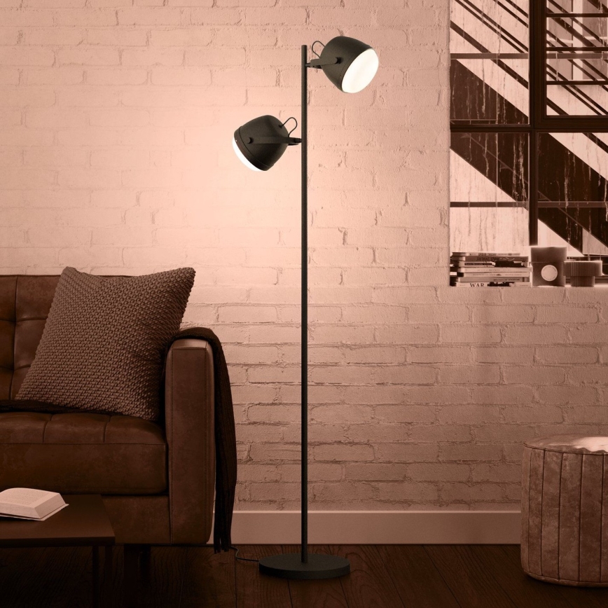 Eglo - Gulvlampe 2xE27/28W/230V sort