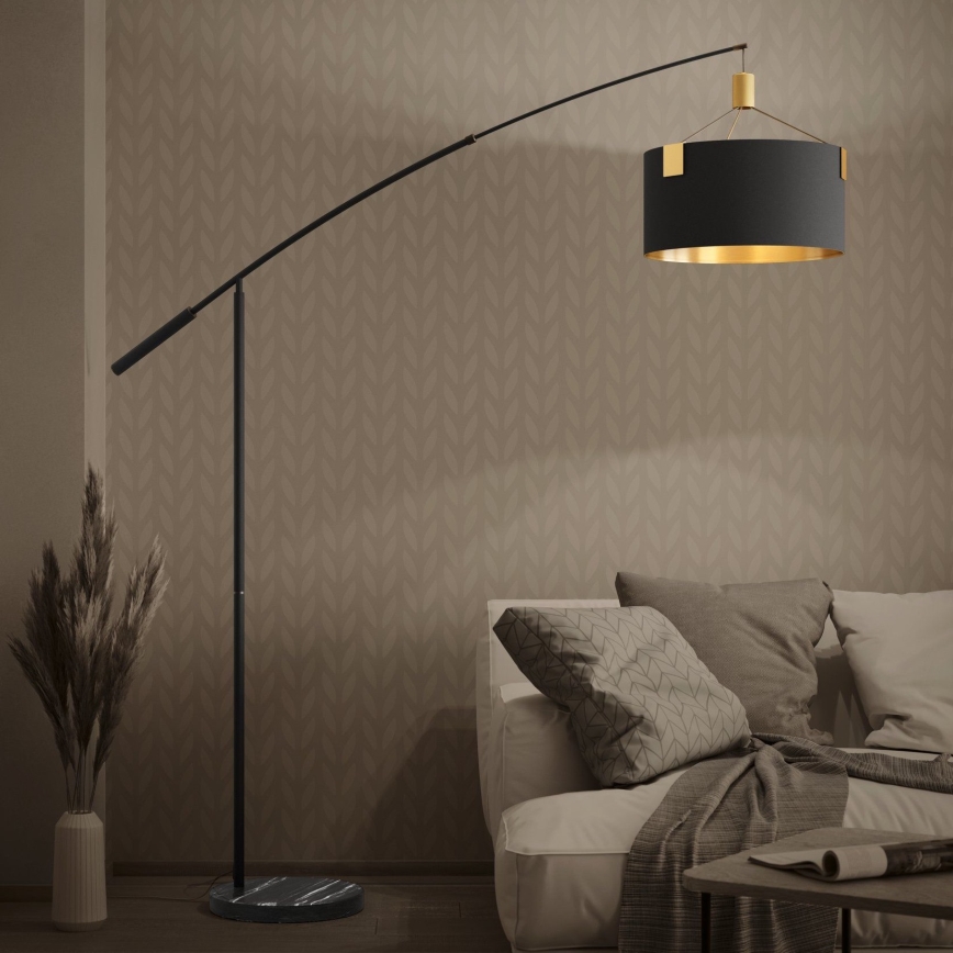 Eglo - Gulvlampe 3xE27/40W/230V sort/guldfarvet