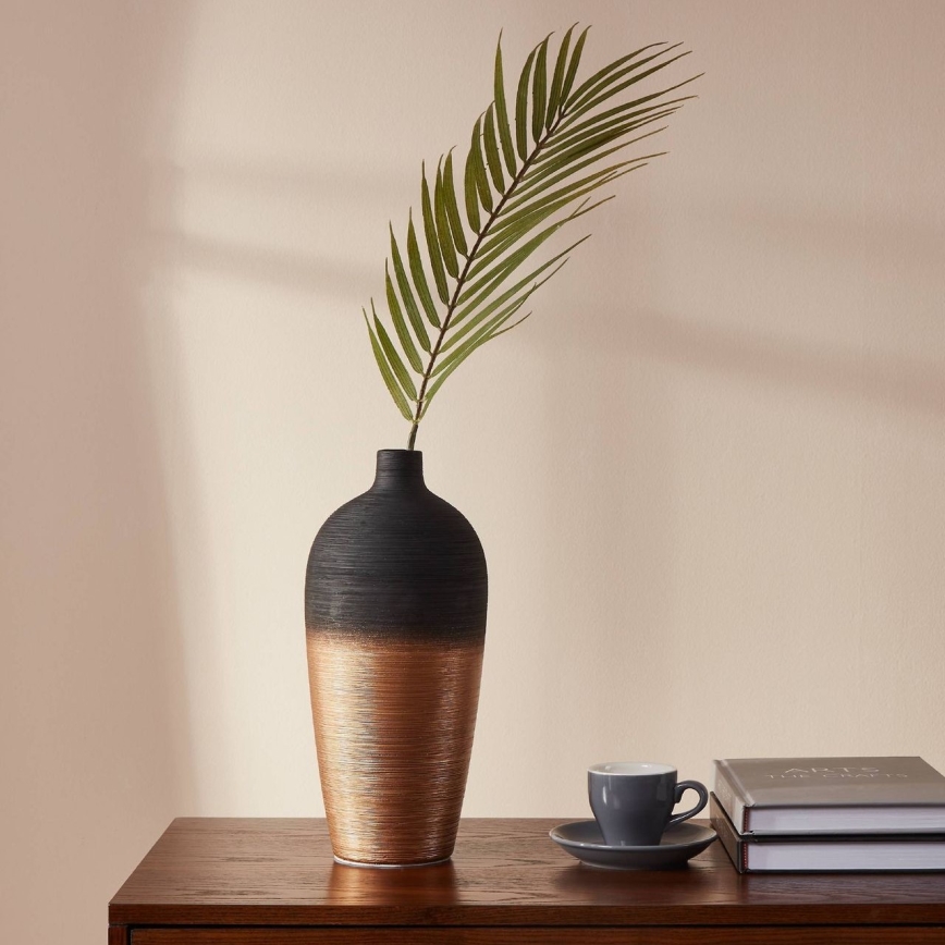 Eglo - Keramisk vase 28x12,5 cm sort/guldfarvet