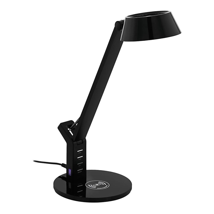 Eglo - LED bordlampe m. trådløs opladning + touch-funktion dæmpbar LED/4,8W/230V sort