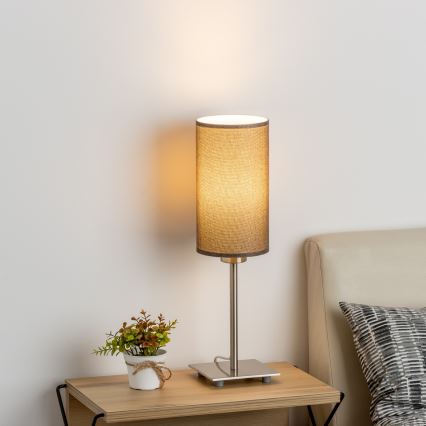 Eglo - LED bordlampe TUNJA 1xE27/60W/230V 26,5 cm mat krom/brun