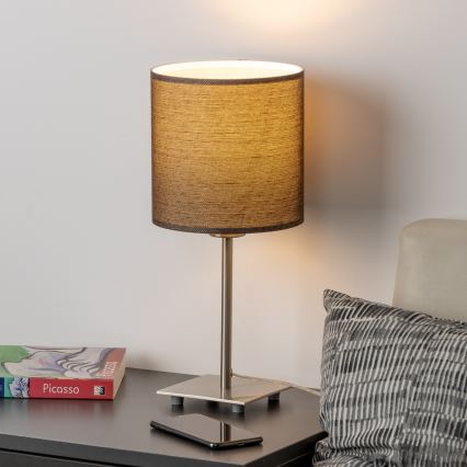 Eglo - LED bordlampe TUNJA 1xE27/60W/230V 26,5 cm mat krom/brun