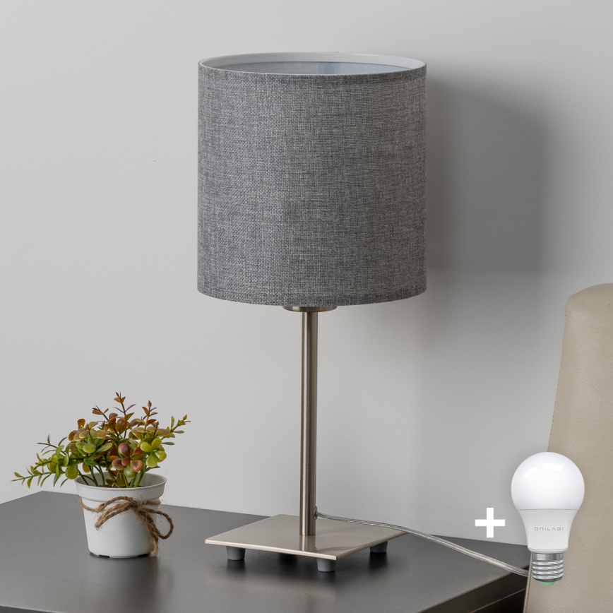 Eglo - LED bordlampe TUNJA 1xE27/60W/230V 26,5 cm mat krom/grå