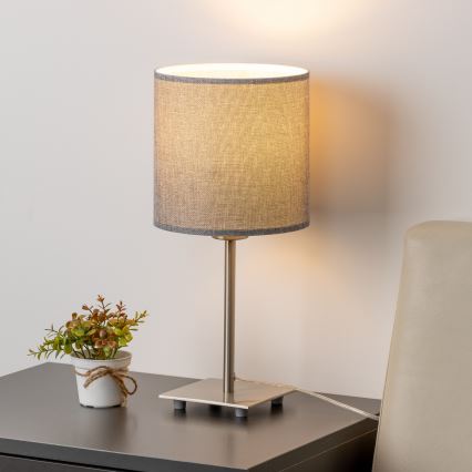 Eglo - LED bordlampe TUNJA 1xE27/60W/230V 26,5 cm mat krom/grå