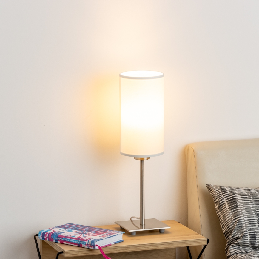Eglo - LED bordlampe TUNJA 1xE27/60W/230V 26,5 cm mat krom/hvid