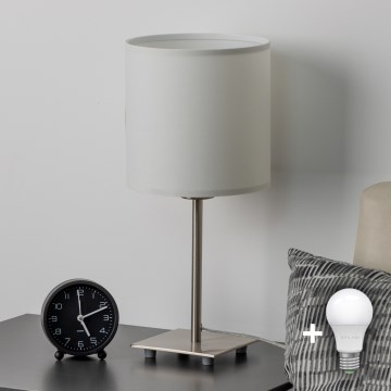 Eglo - LED bordlampe TUNJA 1xE27/60W/230V 26,5 cm mat krom/hvid