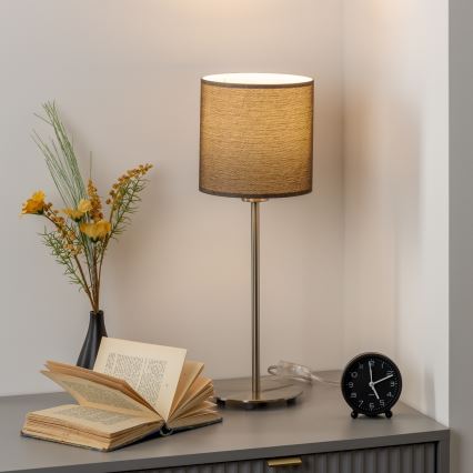 Eglo - LED  Bordlampe TUNJA 1xE27/60W/230V 38,5 cm mat krom/brun
