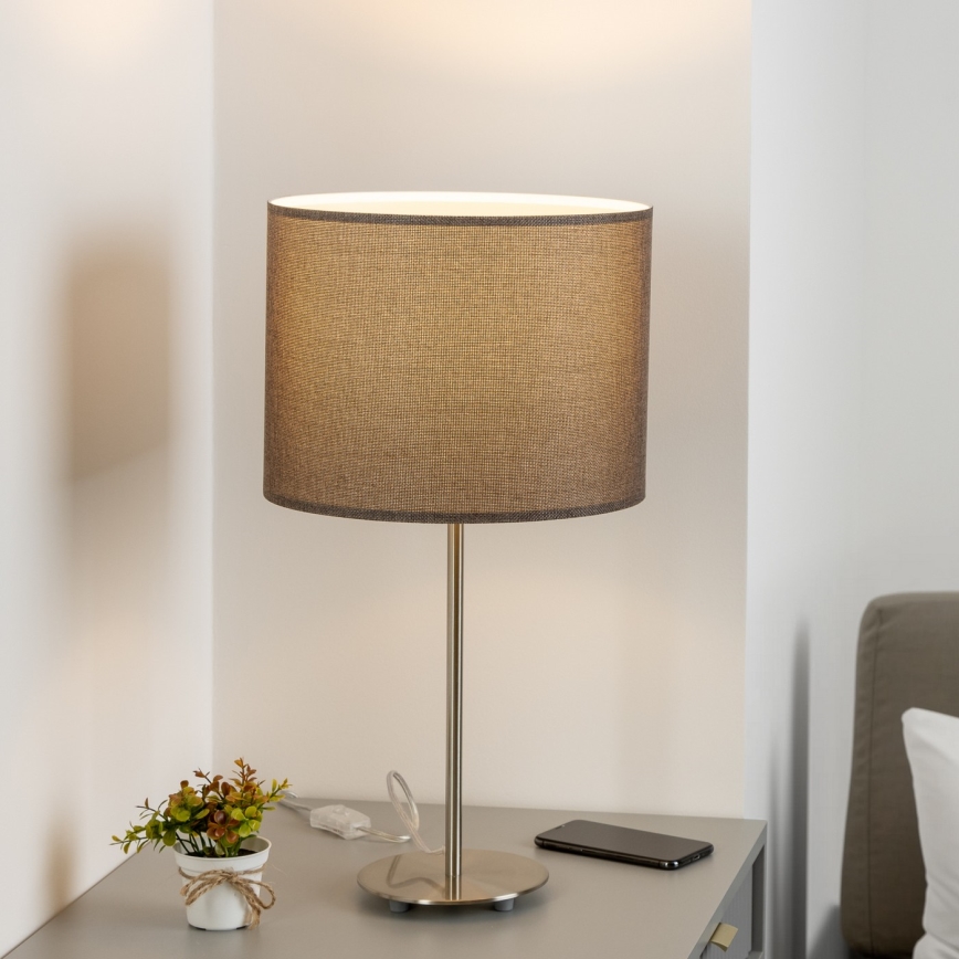 Eglo - LED  Bordlampe TUNJA 1xE27/60W/230V 38,5 cm mat krom/brun