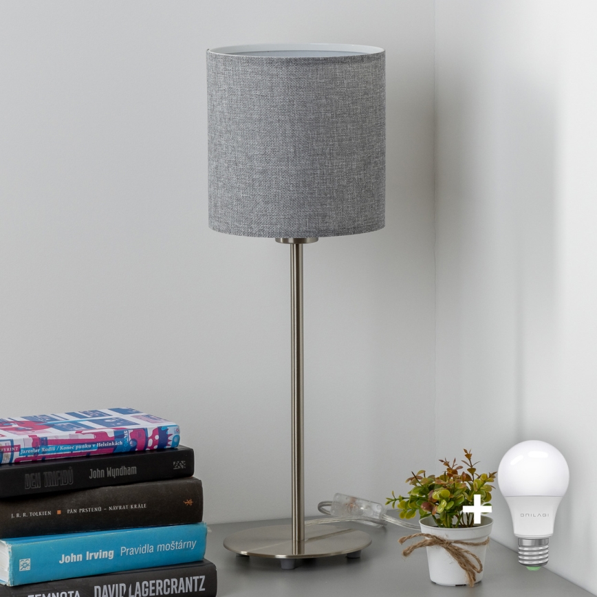 Eglo - LED Bordlampe TUNJA 1xE27/60W/230V 38,5 cm mat krom/grå