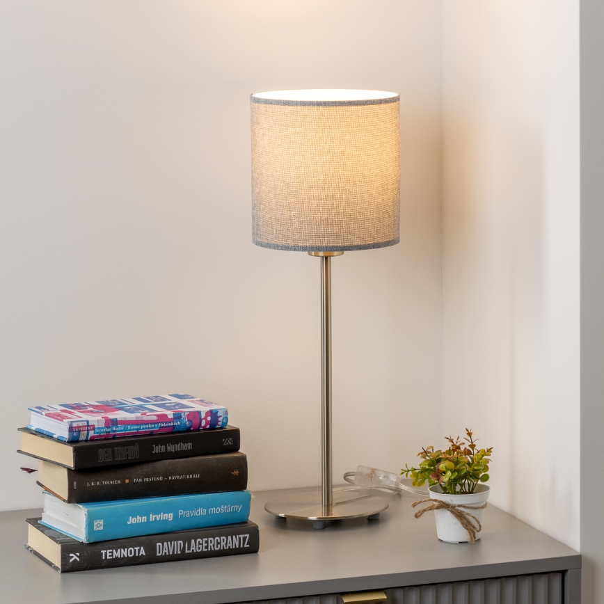 Eglo - LED Bordlampe TUNJA 1xE27/60W/230V 38,5 cm mat krom/grå