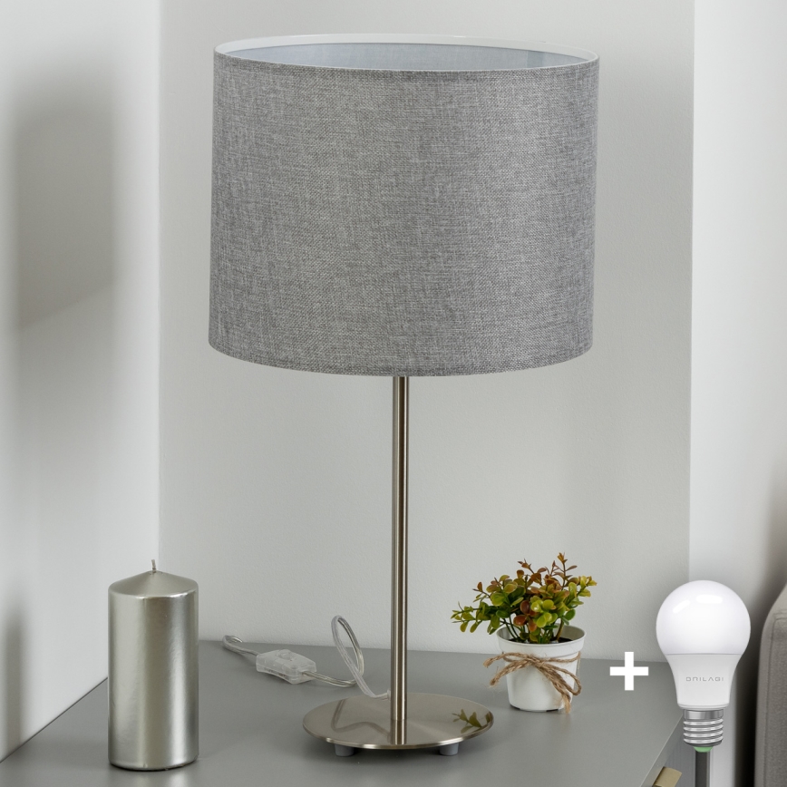 Eglo - LED  Bordlampe TUNJA 1xE27/60W/230V 38,5 cm mat krom/grå