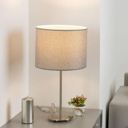 Eglo - LED  Bordlampe TUNJA 1xE27/60W/230V 38,5 cm mat krom/grå