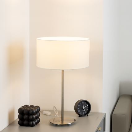 Eglo - LED  Bordlampe TUNJA 1xE27/60W/230V 38,5 cm mat krom/hvid