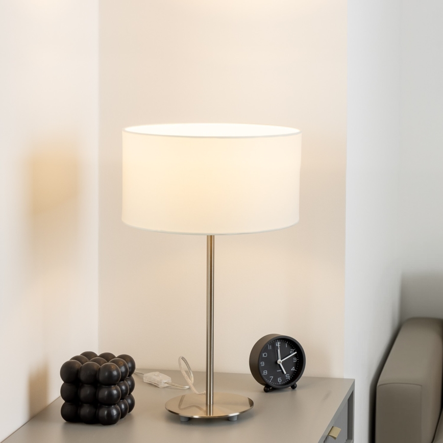 Eglo - LED  Bordlampe TUNJA 1xE27/60W/230V 38,5 cm mat krom/hvid