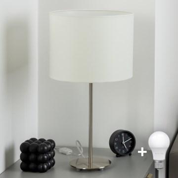 Eglo - LED  Bordlampe TUNJA 1xE27/60W/230V 38,5 cm mat krom/hvid
