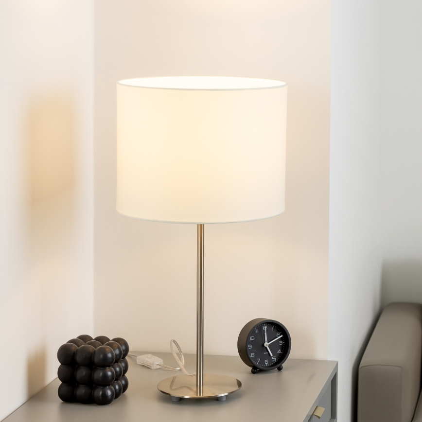 Eglo - LED  Bordlampe TUNJA 1xE27/60W/230V 38,5 cm mat krom/hvid