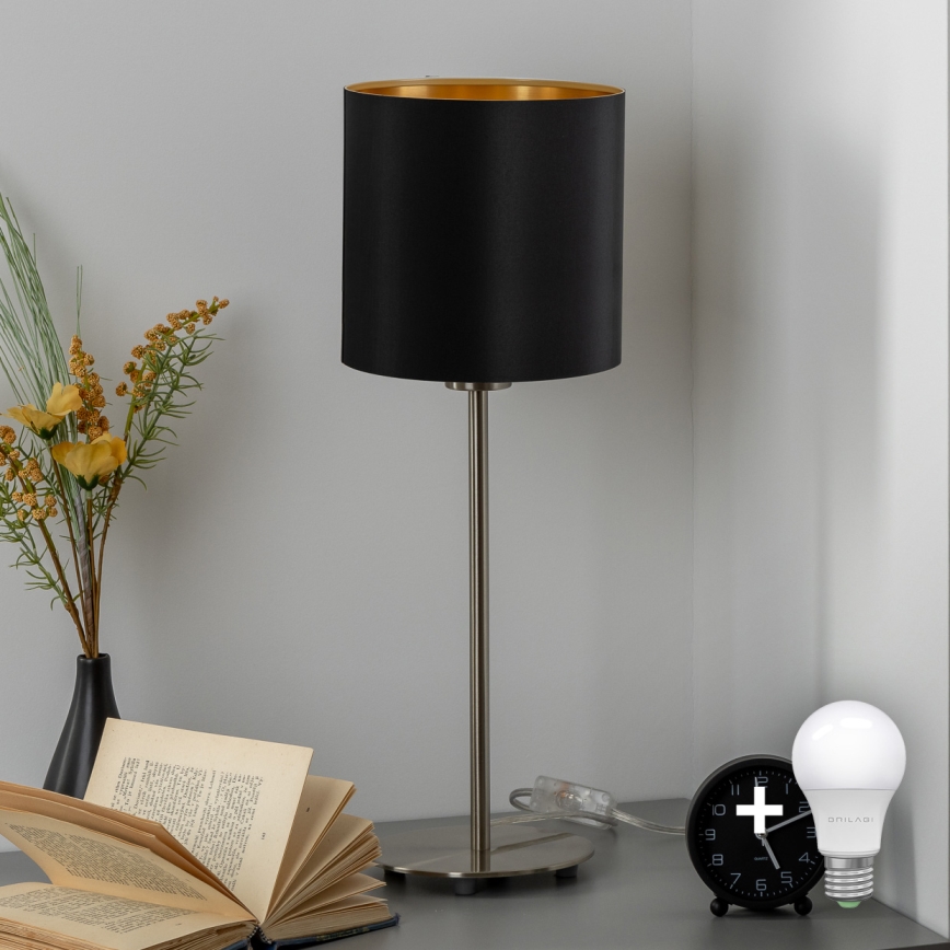 Eglo - LED bordlampe TUNJA 1xE27/60W/230V 38,5 cm mat krom/sort