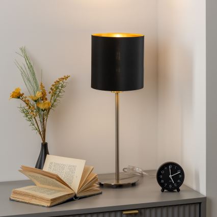 Eglo - LED bordlampe TUNJA 1xE27/60W/230V 38,5 cm mat krom/sort