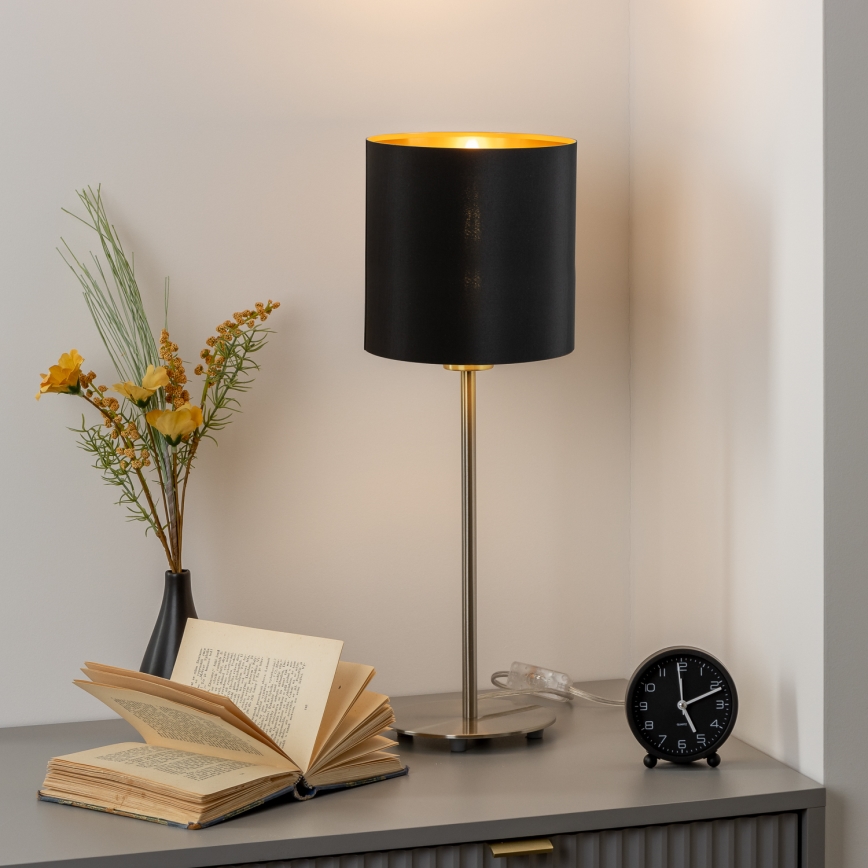 Eglo - LED bordlampe TUNJA 1xE27/60W/230V 38,5 cm mat krom/sort