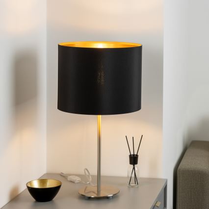 Eglo - LED bordlampe TUNJA 1xE27/60W/230V 38,5 cm mat krom/sort