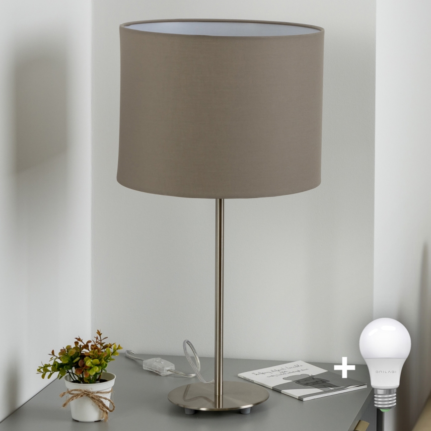 Eglo - LED  Bordlampe TUNJA 1xE27/60W/230V 38,5 cm mat krom/taupe