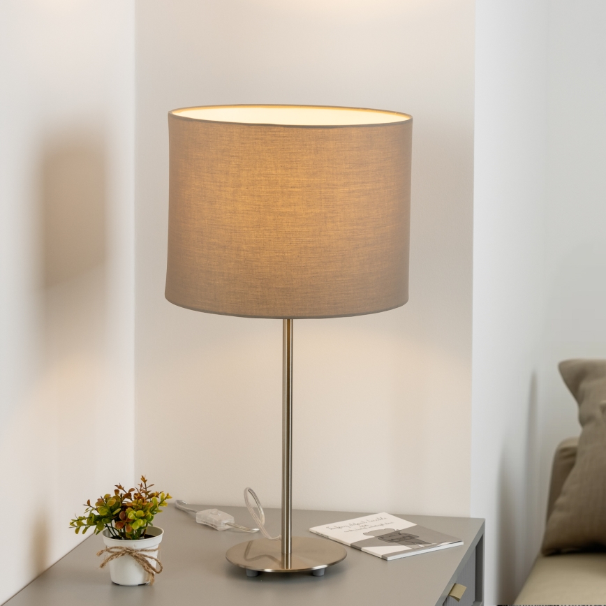 Eglo - LED  Bordlampe TUNJA 1xE27/60W/230V 38,5 cm mat krom/taupe