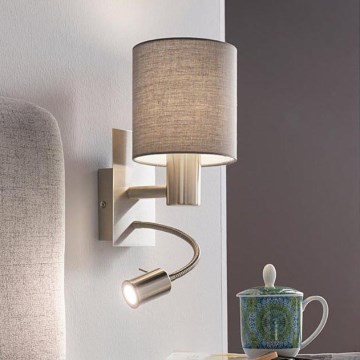 Eglo - LED Fleksibelt armatur 1xE27/40W+LED/3,8W grå